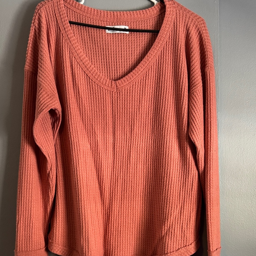 Hollister Coral Ribbed Knit Sweater